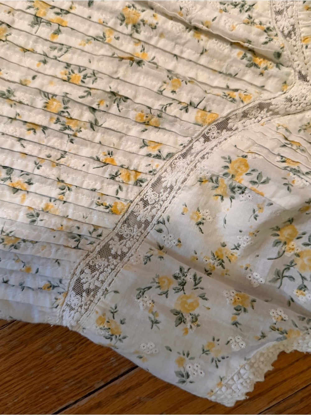 Love shack fancy Floral Pleated dress in Cream and Yellow - Picture 2 of 5